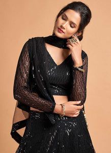Black Sequin Heavy Embroidered Designer Lehenga Choli fashionandstylish.myshopify.com