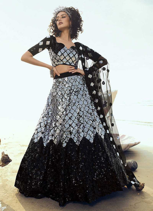 Black Sequins Embroidered Stylish Lehenga Choli fashionandstylish.myshopify.com