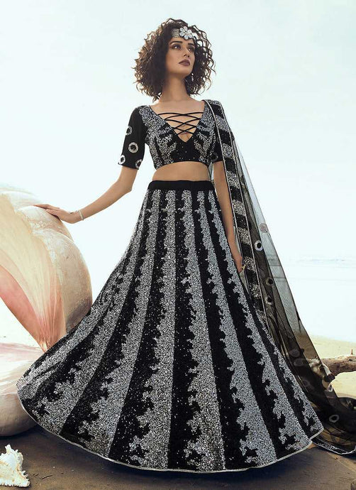 Black Sequins Embroidered Stylish Lehenga Choli fashionandstylish.myshopify.com