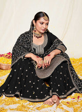 Load image into Gallery viewer, Black and Gold Embroidered Gharara Suit fashionandstylish.myshopify.com
