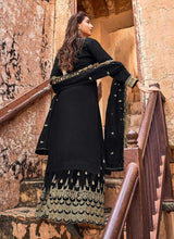 Load image into Gallery viewer, Black and Gold Heavy Embroidered Designer Palazzo Style Suit fashionandstylish.myshopify.com
