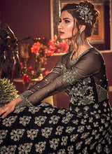 Load image into Gallery viewer, Black and Gold Heavy Embroidered Gown Style Anarkali Suit fashionandstylish.myshopify.com
