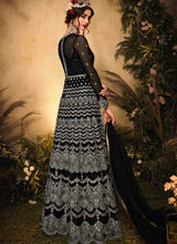 Load image into Gallery viewer, Black and Silver Heavy Embroidered Kalidar Lehenga Style Anarkali fashionandstylish.myshopify.com
