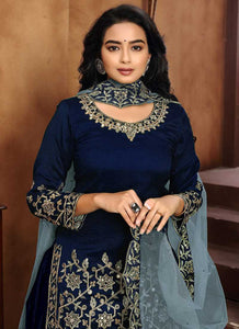Blue Embroidered Classic Punjabi Suit fashionandstylish.myshopify.com