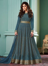Load image into Gallery viewer, Blue Embroidered Floor touch Anarkali fashionandstylish.myshopify.com
