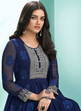 Load image into Gallery viewer, Blue Embroidered Stylish Kalidar Anarkali Suit fashionandstylish.myshopify.com
