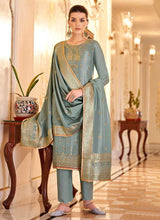 Load image into Gallery viewer, Blue Grey Designer Embroidered Palazzo Suit fashionandstylish.myshopify.com
