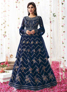 Blue Heavy Embroidered Designer Kalidar Anarkali Suit fashionandstylish.myshopify.com