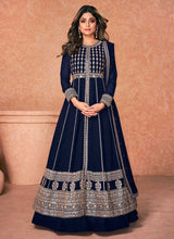 Load image into Gallery viewer, Blue Heavy Embroidered Slit Style Anarkali Lehenga fashionandstylish.myshopify.com

