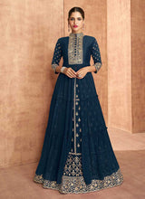 Load image into Gallery viewer, Blue Heavy Embroidered Slit Style Lehenga Anarkali fashionandstylish.myshopify.com

