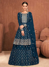 Load image into Gallery viewer, Blue Heavy Embroidered Stylish Lehenga fashionandstylish.myshopify.com
