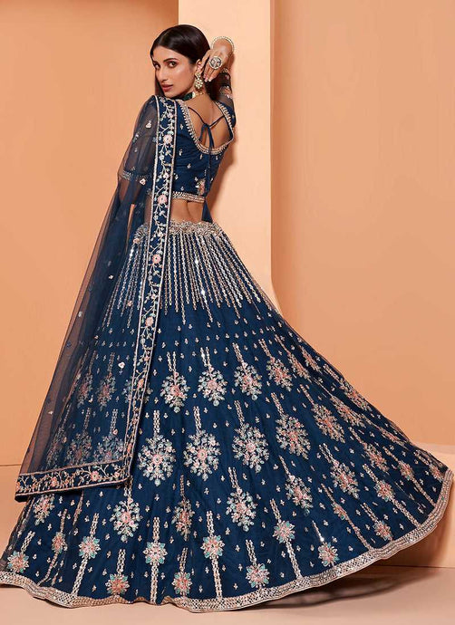 Blue Heavy Floral Embroidered Stylish Lehenga Choli fashionandstylish.myshopify.com