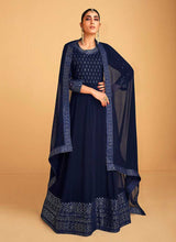 Load image into Gallery viewer, Blue Sequin Embroidered Designer Kalidar Anarkali fashionandstylish.myshopify.com
