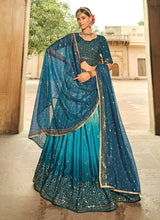 Load image into Gallery viewer, Blue Shaded Heavy Embroidered Stylish Lehenga Choli
