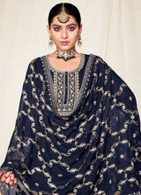Load image into Gallery viewer, Blue and Gold Embroidered Gharara Suit fashionandstylish.myshopify.com
