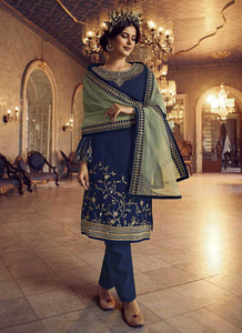 Blue and Green Heavy Embroidered Lehenga/ Pant Style Suit fashionandstylish.myshopify.com