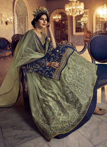 Blue and Green Heavy Embroidered Lehenga/ Pant Style Suit fashionandstylish.myshopify.com