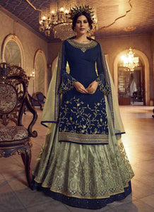 Blue and Green Heavy Embroidered Lehenga/ Pant Style Suit fashionandstylish.myshopify.com