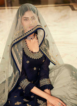 Load image into Gallery viewer, Blue and Grey Heavy Embroidered Festive Wear Lehenga fashionandstylish.myshopify.com
