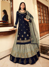 Load image into Gallery viewer, Blue and Grey Heavy Embroidered Festive Wear Lehenga fashionandstylish.myshopify.com

