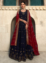Load image into Gallery viewer, Blue and Maroon Sequin Embroidered Anarkali

