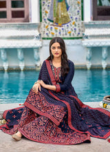 Load image into Gallery viewer, Blue and Red Heavy Embroidered Palazzo Style Suit fashionandstylish.myshopify.com
