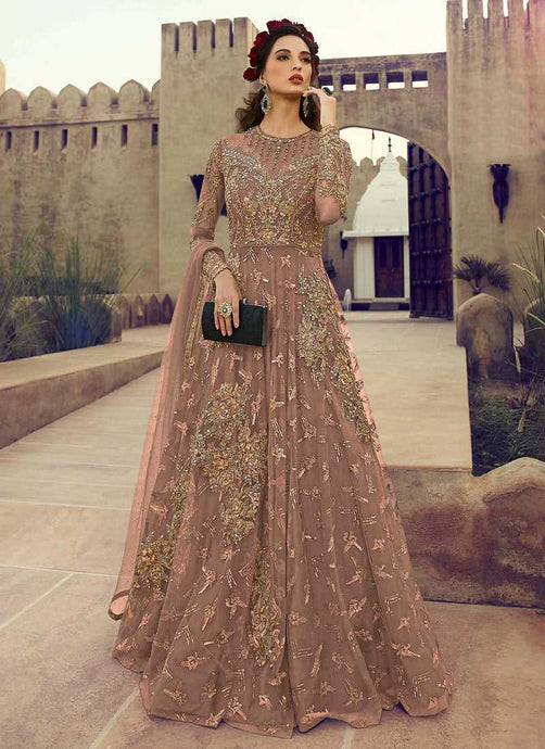 Blush Nude Heavy Embroidered Gown Style Anarkali Suit fashionandstylish.myshopify.com