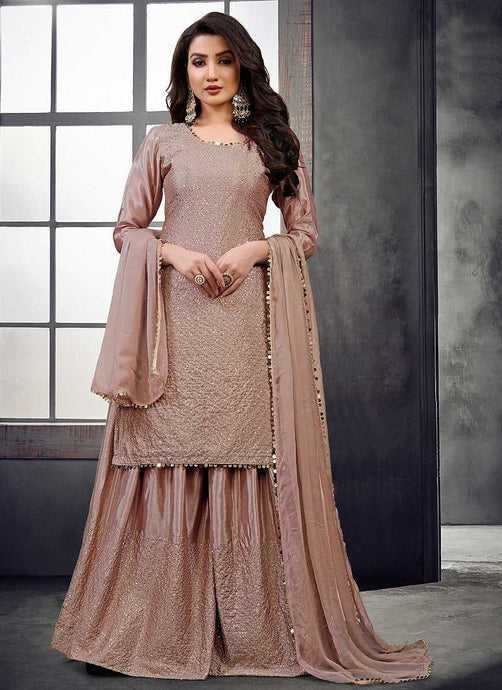 Blush Pink Embroidered Stylish Palazzo Style Suit fashionandstylish.myshopify.com