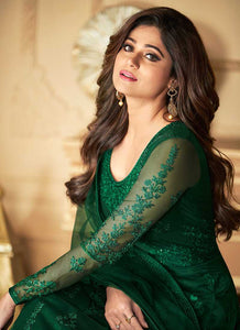 Bottle Green Heavy Embroidered Kalidar Gown Style Anarkali fashionandstylish.myshopify.com