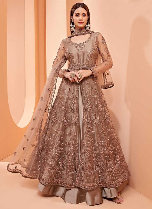 Brown Heavy Designer Embroidered Lehenga/ Pant Style Anarkali fashionandstylish.myshopify.com