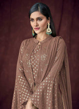 Load image into Gallery viewer, Brown Heavy Embroidered Designer Jacket Style Lehenga fashionandstylish.myshopify.com
