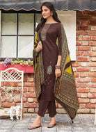 Coffee Embroidered Straight Pant Style Suit fashionandstylish.myshopify.com