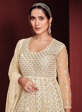 Load image into Gallery viewer, Cream Color Heavy Embroidered Kalidar Anarkali
