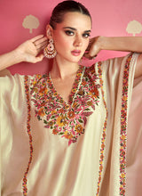Load image into Gallery viewer, Cream Floral Embroidered Kaftan Style Suit
