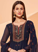 Load image into Gallery viewer, Dark Blue Sequins Embroidered Gharara Style Suit fashionandstylish.myshopify.com
