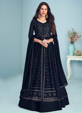 Load image into Gallery viewer, Dark Blue Sequins Embroidered Kalidar Anarkali
