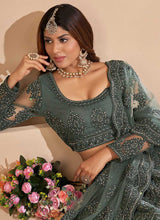 Load image into Gallery viewer, Dark Green Floral Embroidered Stylish Lehenga Choli fashionandstylish.myshopify.com
