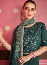 Load image into Gallery viewer, Dark Green Heavy Embroidered Designer Anarkali
