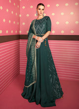 Load image into Gallery viewer, Dark Green Heavy Embroidered Designer Anarkali
