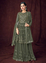 Load image into Gallery viewer, Dark Green and Gold Embroidered Anarkali Style Lehenga fashionandstylish.myshopify.com
