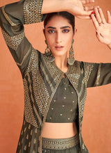 Load image into Gallery viewer, Dark Green and Gold Embroidered Jacket Style Lehenga fashionandstylish.myshopify.com
