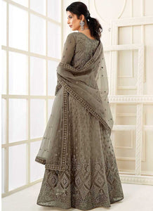 Dark Grey Heavy Embroidered Kalidar Gown Style Anarkali fashionandstylish.myshopify.com