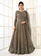 Dark Grey Heavy Embroidered Kalidar Gown Style Anarkali fashionandstylish.myshopify.com