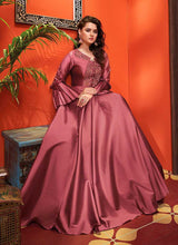 Load image into Gallery viewer, Dark Pink Embroidered Art Silk Gown fashionandstylish.myshopify.com
