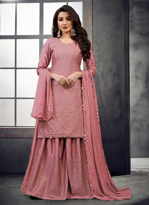 Dark Pink Embroidered Stylish Palazzo Style Suit fashionandstylish.myshopify.com