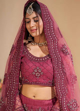 Load image into Gallery viewer, Dark Pink Floral Embroidered Stylish Lehenga Choli fashionandstylish.myshopify.com

