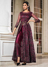 Load image into Gallery viewer, Dark Pink Floral Embroidered Stylish Lehenga/ Pant Style Anarkali fashionandstylish.myshopify.com
