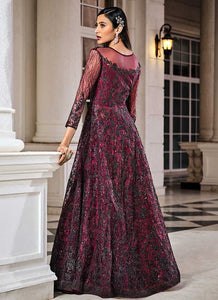 Dark Pink Floral Embroidered Stylish Lehenga/ Pant Style Anarkali fashionandstylish.myshopify.com
