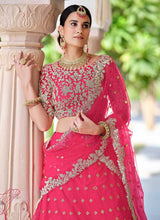 Load image into Gallery viewer, Dark Pink Floral Embroidered Stylish Wedding Lehenga fashionandstylish.myshopify.com
