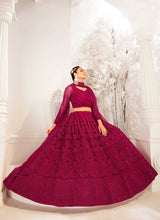 Load image into Gallery viewer, Dark Pink Heavy Net Embroidered Kalidar Lehenga Choli fashionandstylish.myshopify.com
